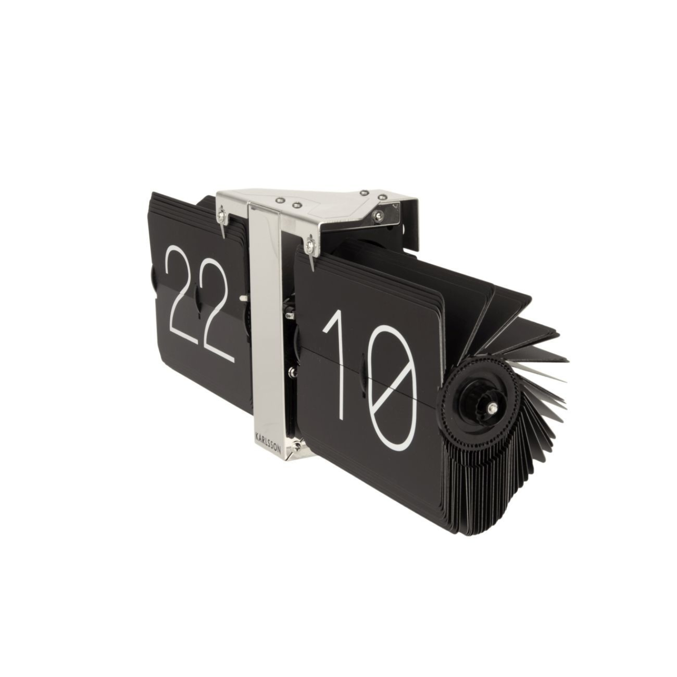 Karlsson Flip Clock No Case Flip Uhr 36 x 8,5 x14 cm schwarz mit Stahlrahmen