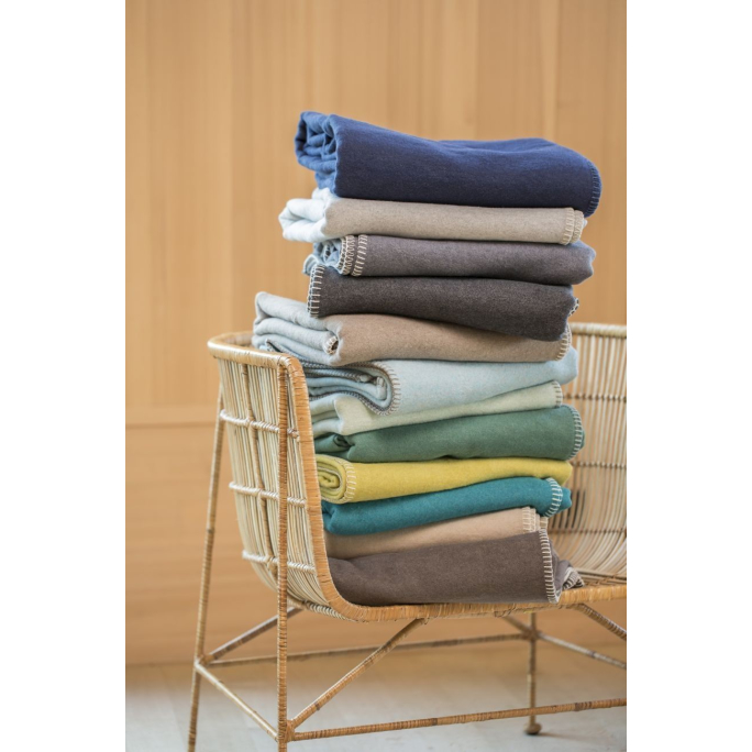 David Fussenegger SYLT Baumwolldecke uni 140x200 cm flaschengrün