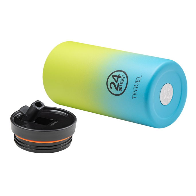 24 Bottles Travel Sport Tumbler Atlas Trinkbecher 600 ml - yellow-blue