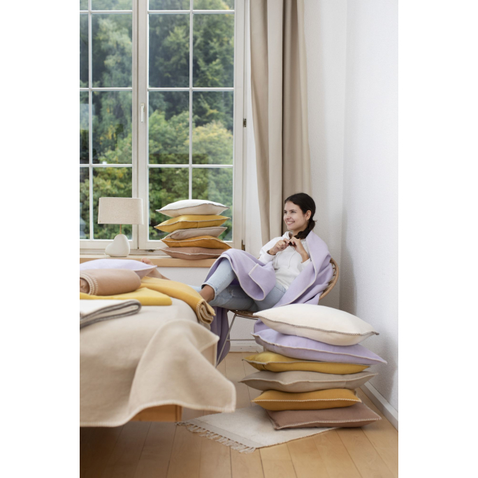 David Fussenegger SYLT Kissenhülle uni mit Zierstich 40x40 cm lila