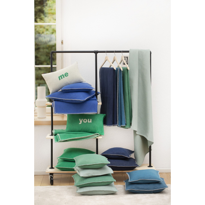 David Fussenegger SYLT Kissenhülle uni mit Zierstich 50x50 cm marine