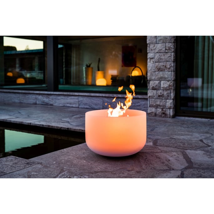QFlame Pure Feuerschale aus Quarzglas Ø 36 cm - Höhe 25 cm - weiß