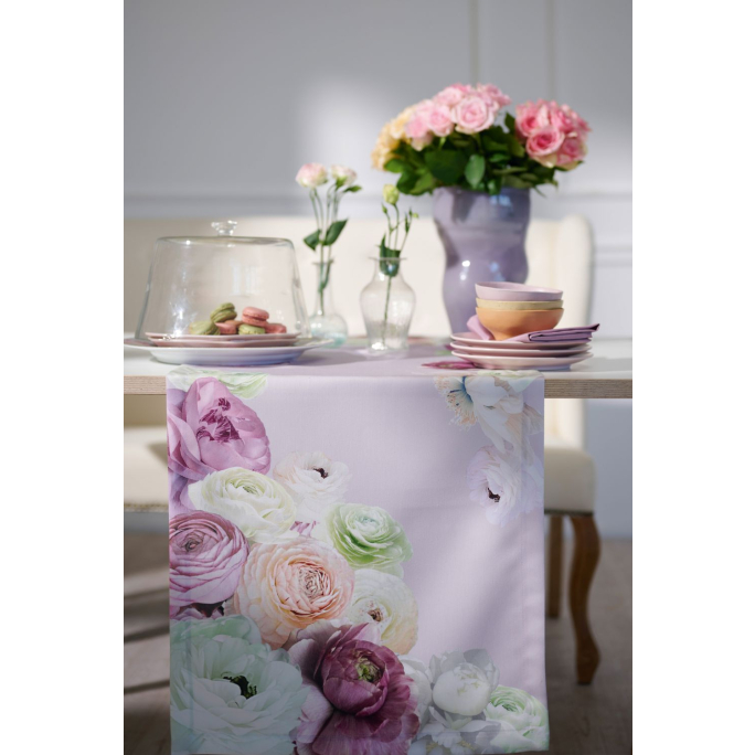 Apelt Tischläufer 48x140 Cm - Dekorativer Tischschoner Aus Polyester-Viskose In Blatt-Optik